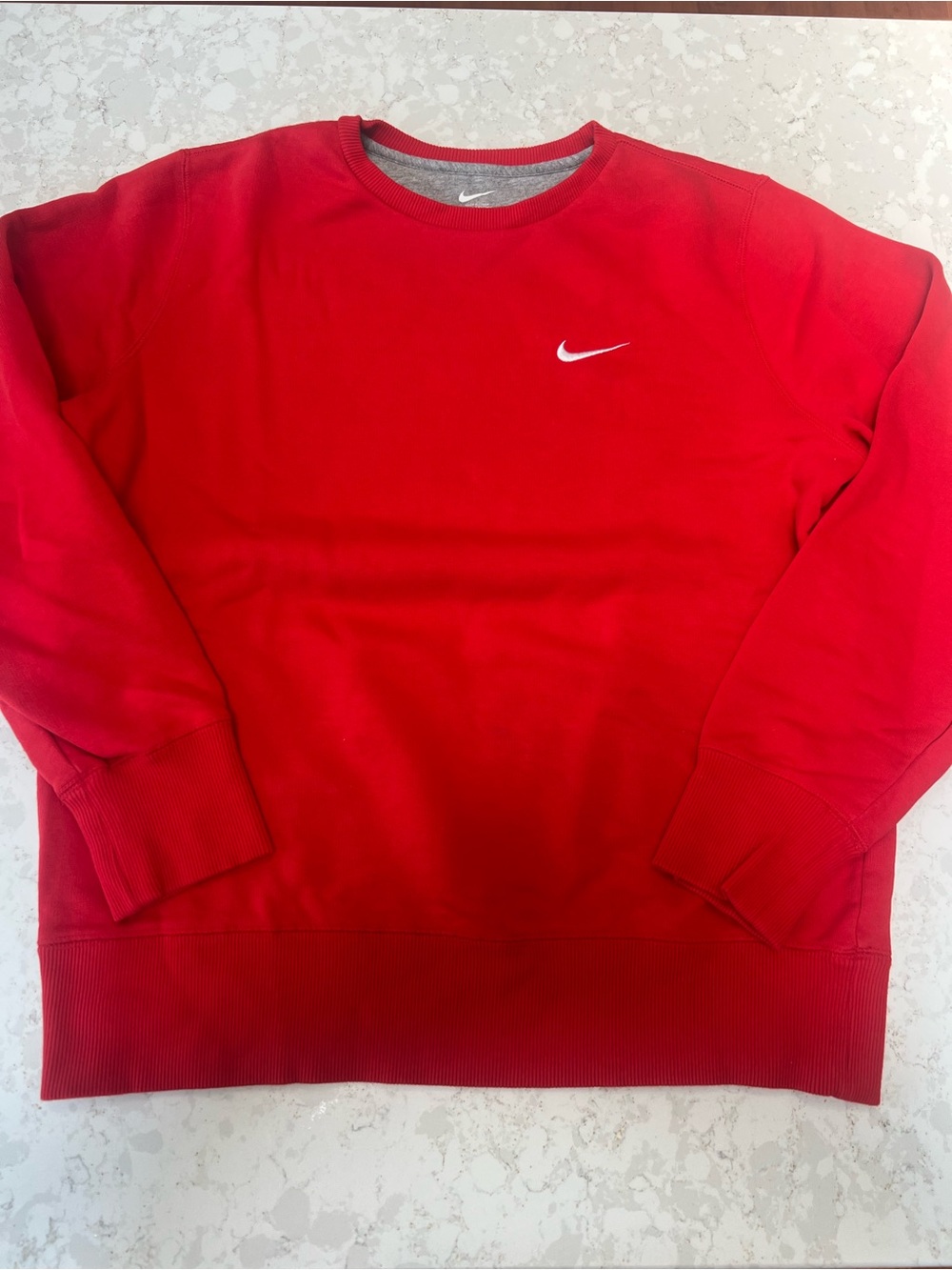 Nike Red Men's Crewneck Sweatshirt with White Swoosh